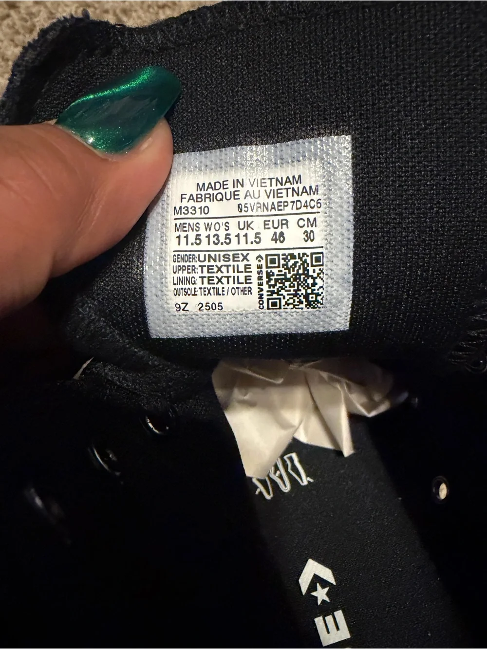 Converse Unisex Black Monochrome Men's 11.5 Women's 13.5 - Picture 3 of 10
